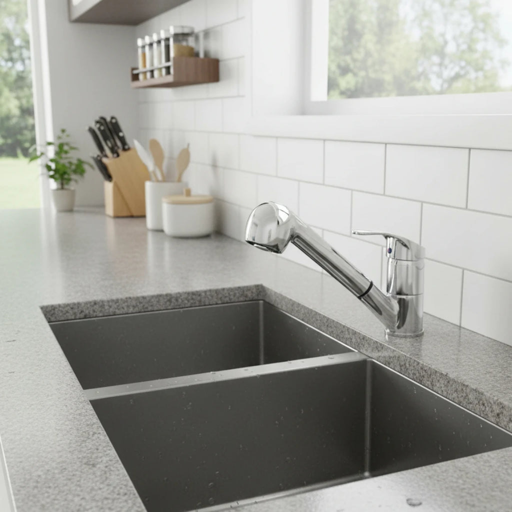 Robinet cuisine évier mitigeur flexible multijet - Argenté - Laiton
