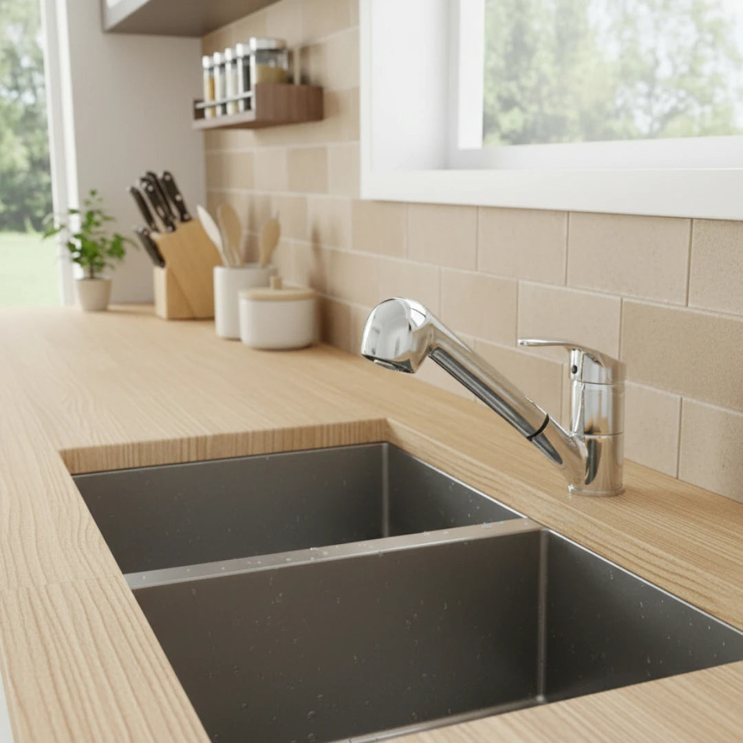 Robinet cuisine évier mitigeur flexible multijet - Argenté - Laiton