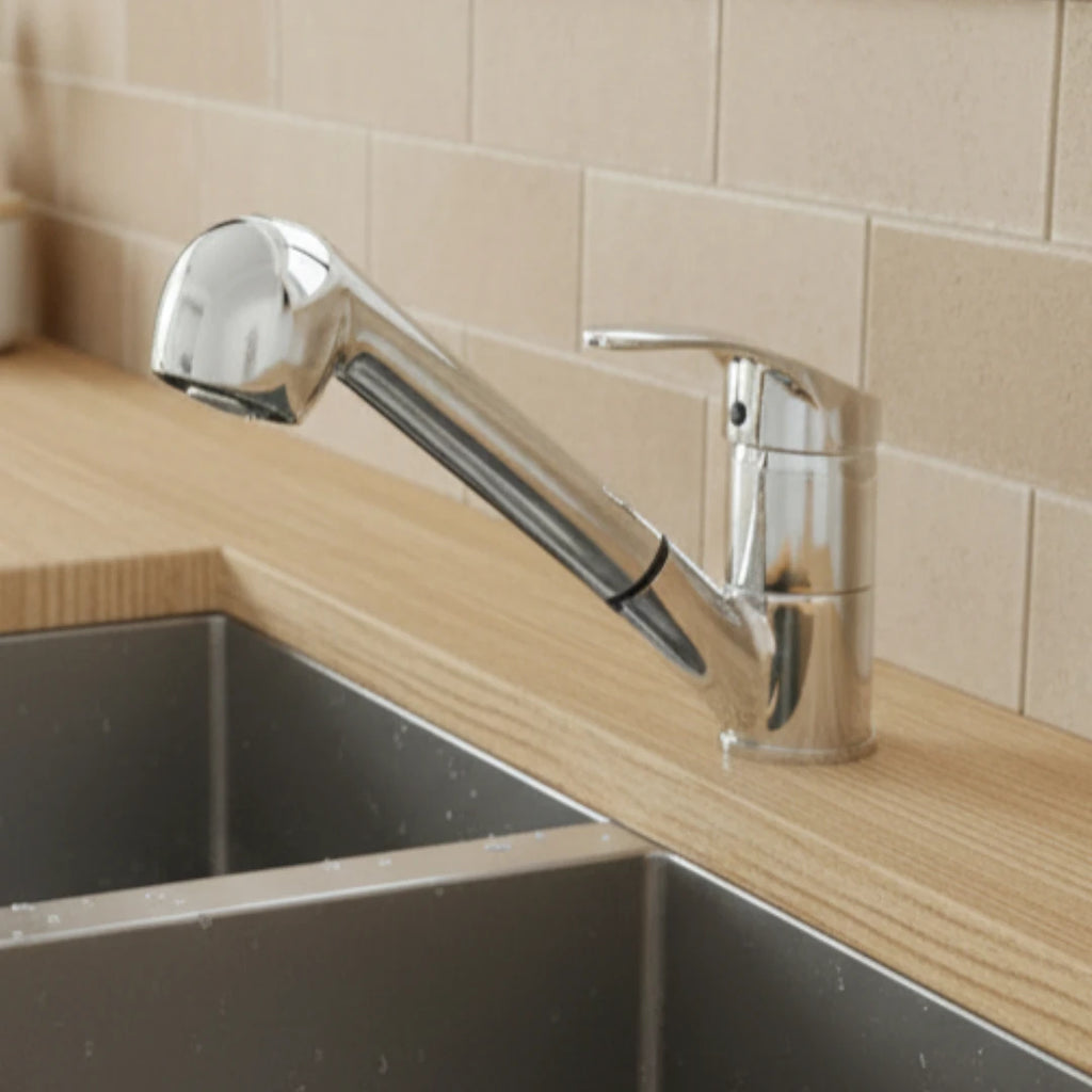 Robinet cuisine évier mitigeur flexible multijet - Argenté - Laiton