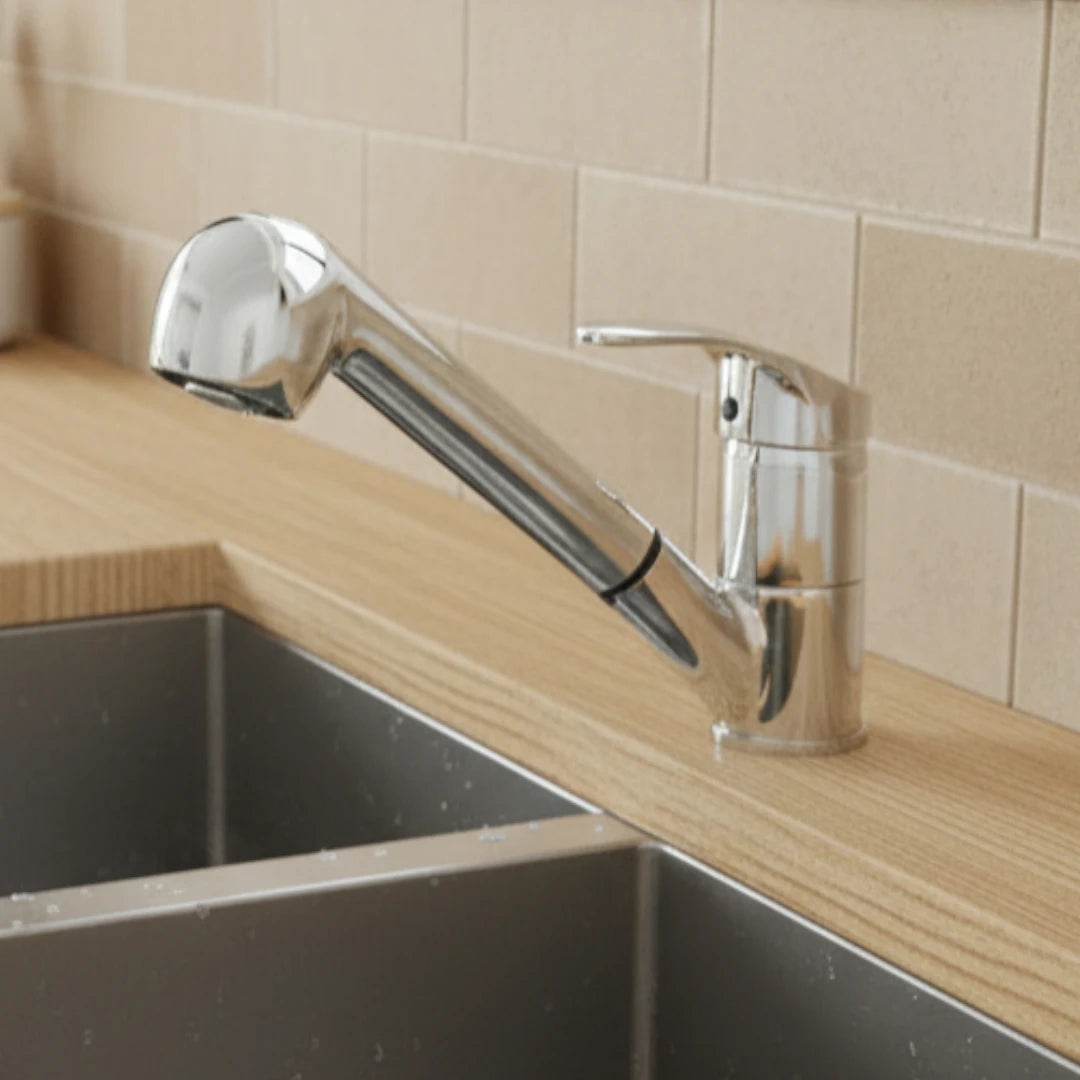 Robinet cuisine évier mitigeur flexible multijet - Argenté - Laiton