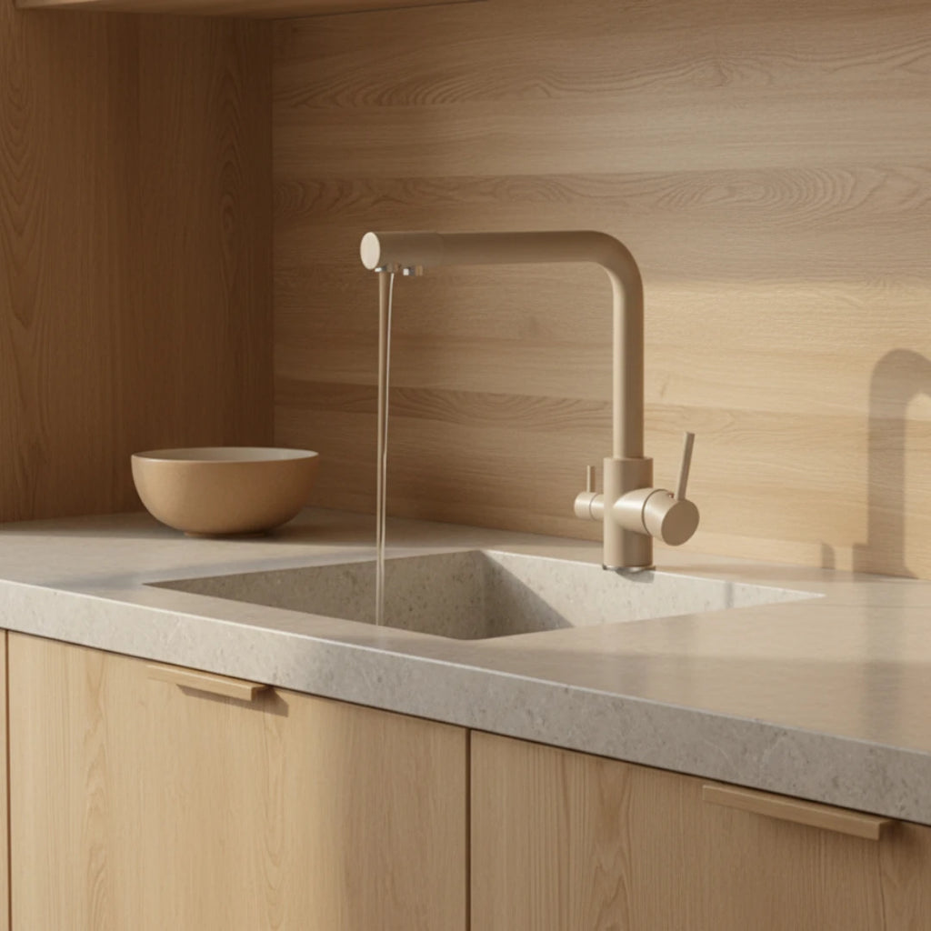 Robinet cuisine évier purificateur d’eau 3 voies - Beige tacheté - Laiton