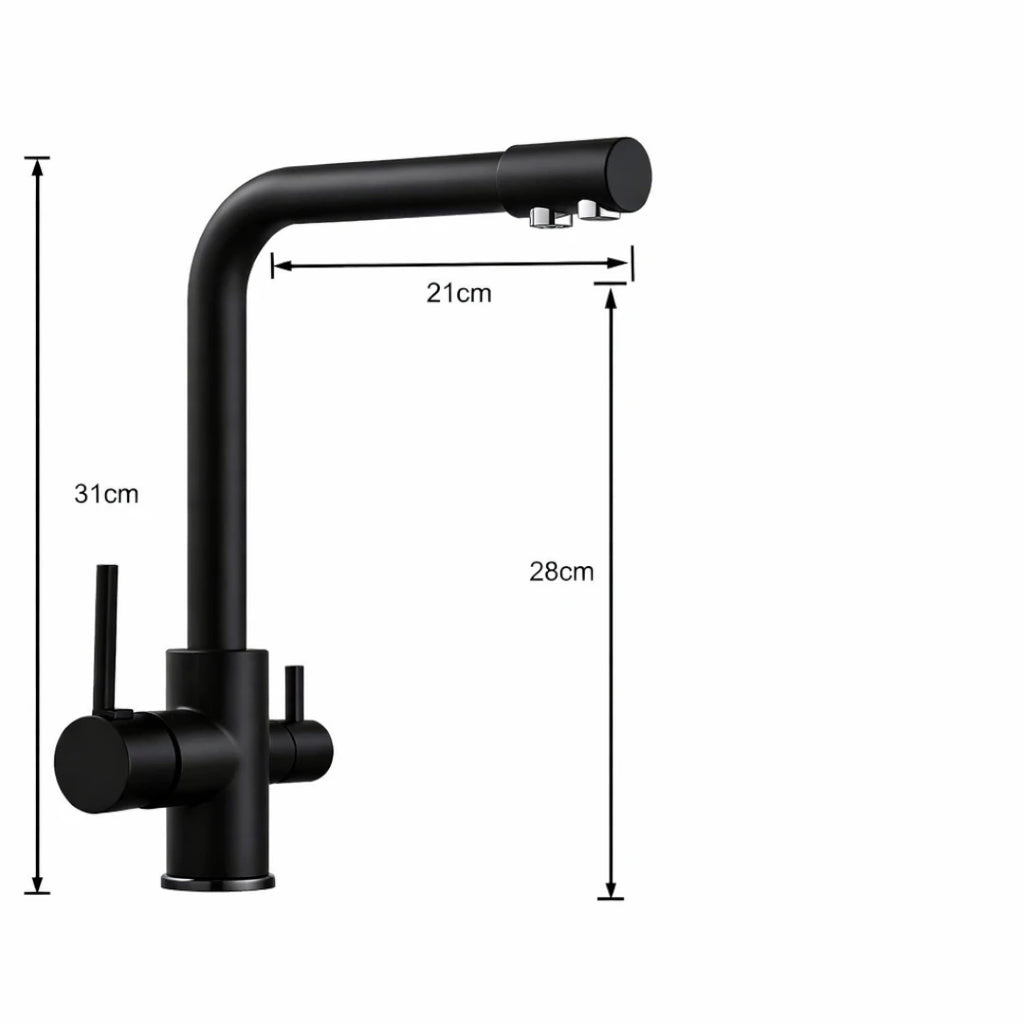 Robinet cuisine évier purificateur d’eau 3 voies - Noir - Laiton