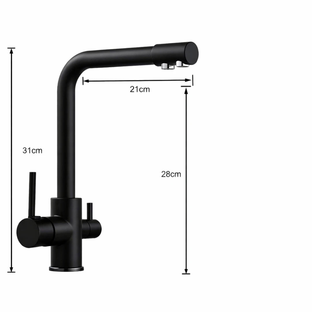 Robinet cuisine évier purificateur d’eau 3 voies - Noir - Laiton