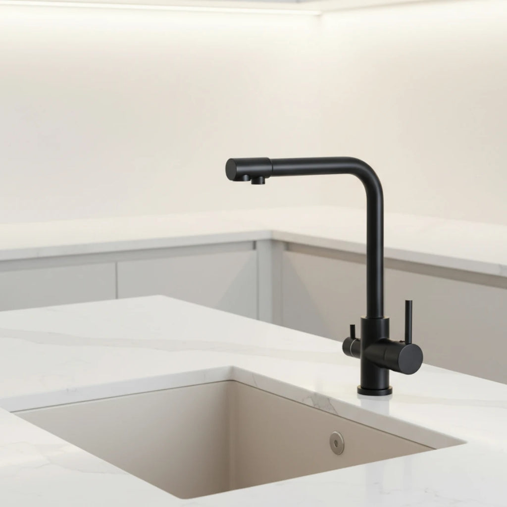 Robinet cuisine évier purificateur d’eau 3 voies - Noir - Laiton