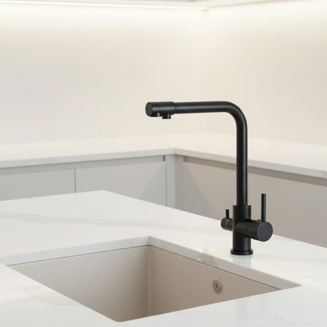 Robinet cuisine évier purificateur d’eau 3 voies - Noir - Laiton