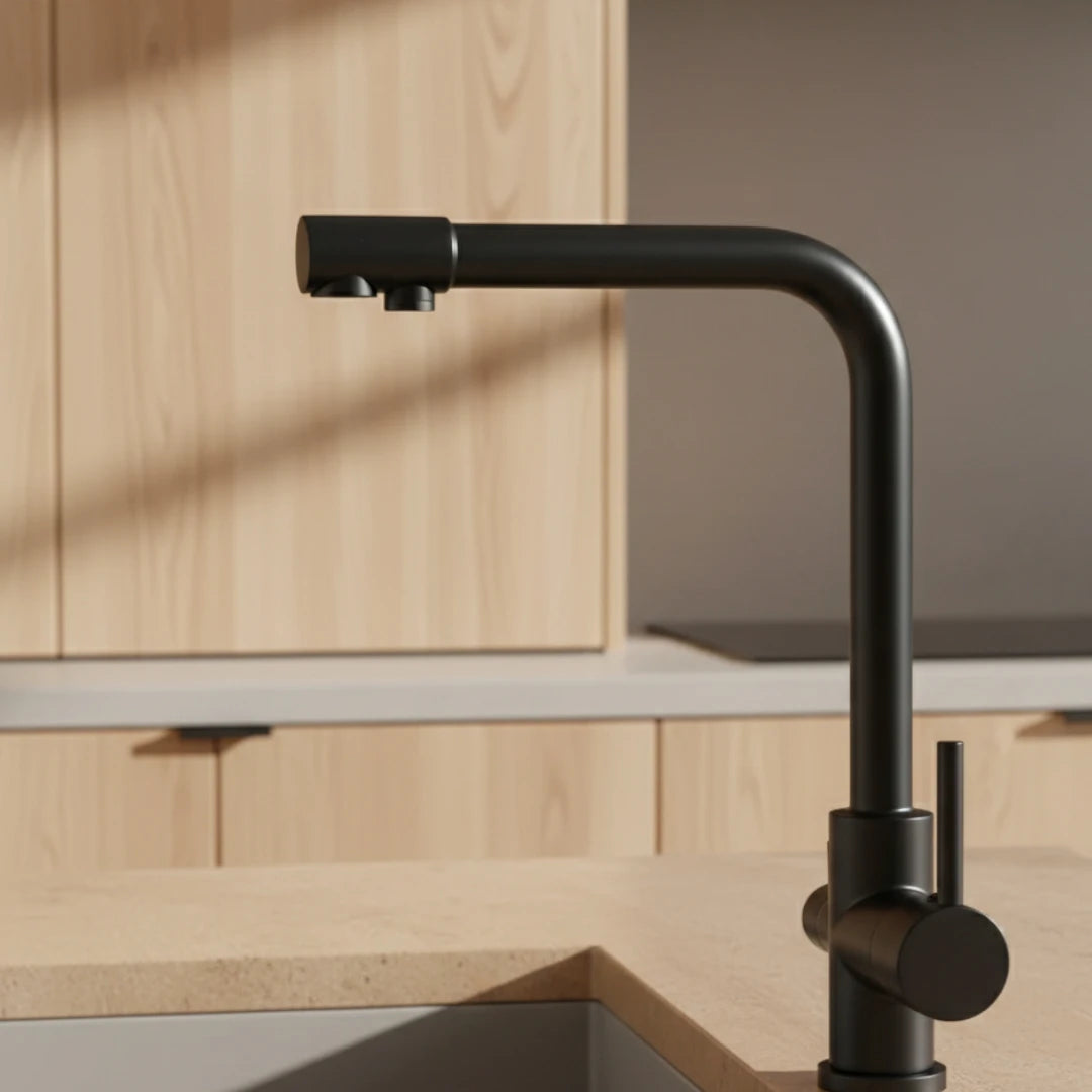 Robinet cuisine évier purificateur d’eau 3 voies - Noir - Laiton
