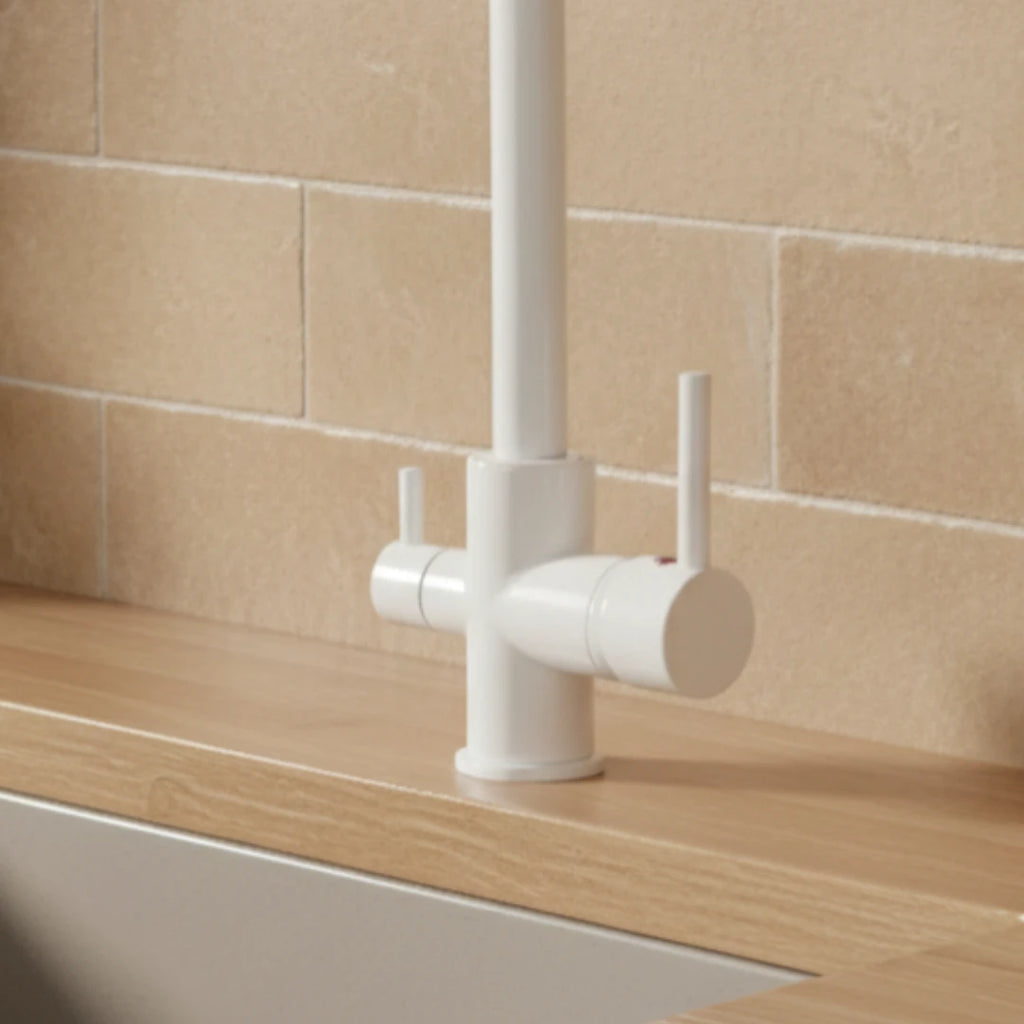 Robinet cuisine évier purificateur d’eau 3 voies - Blanc - Laiton
