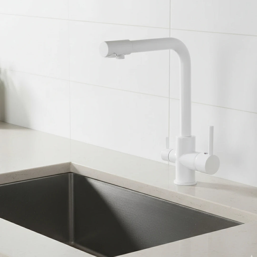 Robinet cuisine évier purificateur d’eau 3 voies - Blanc - Laiton