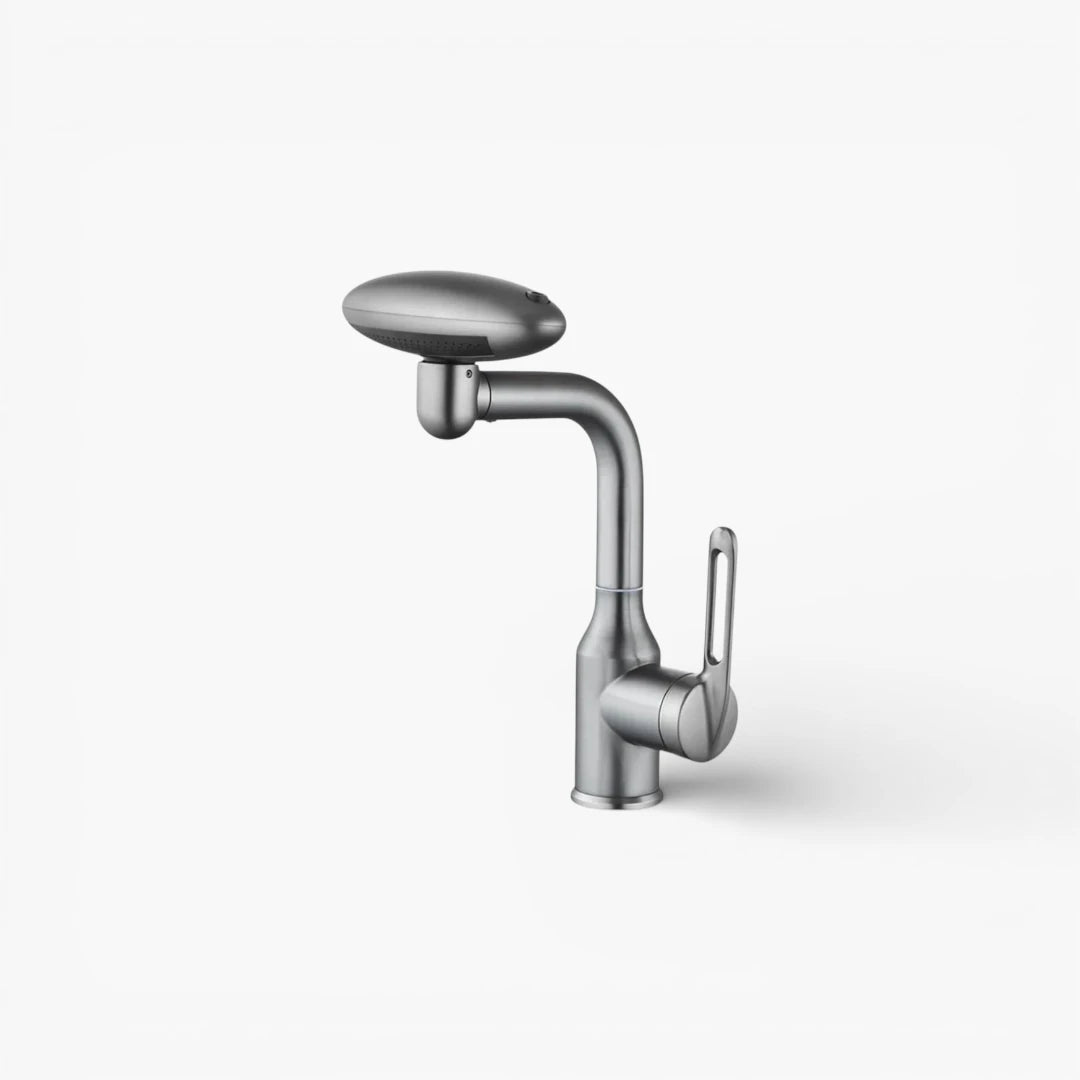 Robinet cuisine évier tête rotative fontaine cascade - Argenté