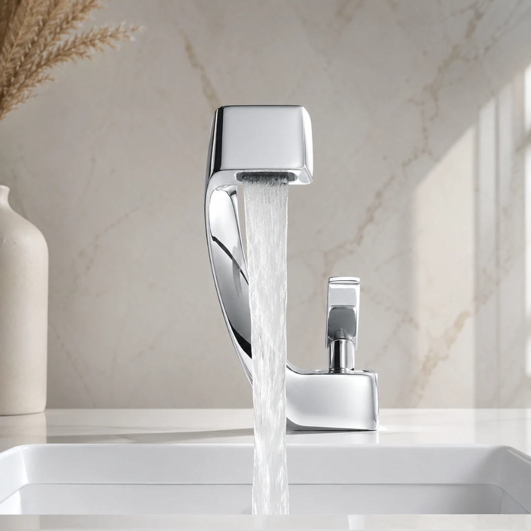Robinet design incurvé cascade - Argenté - Laiton