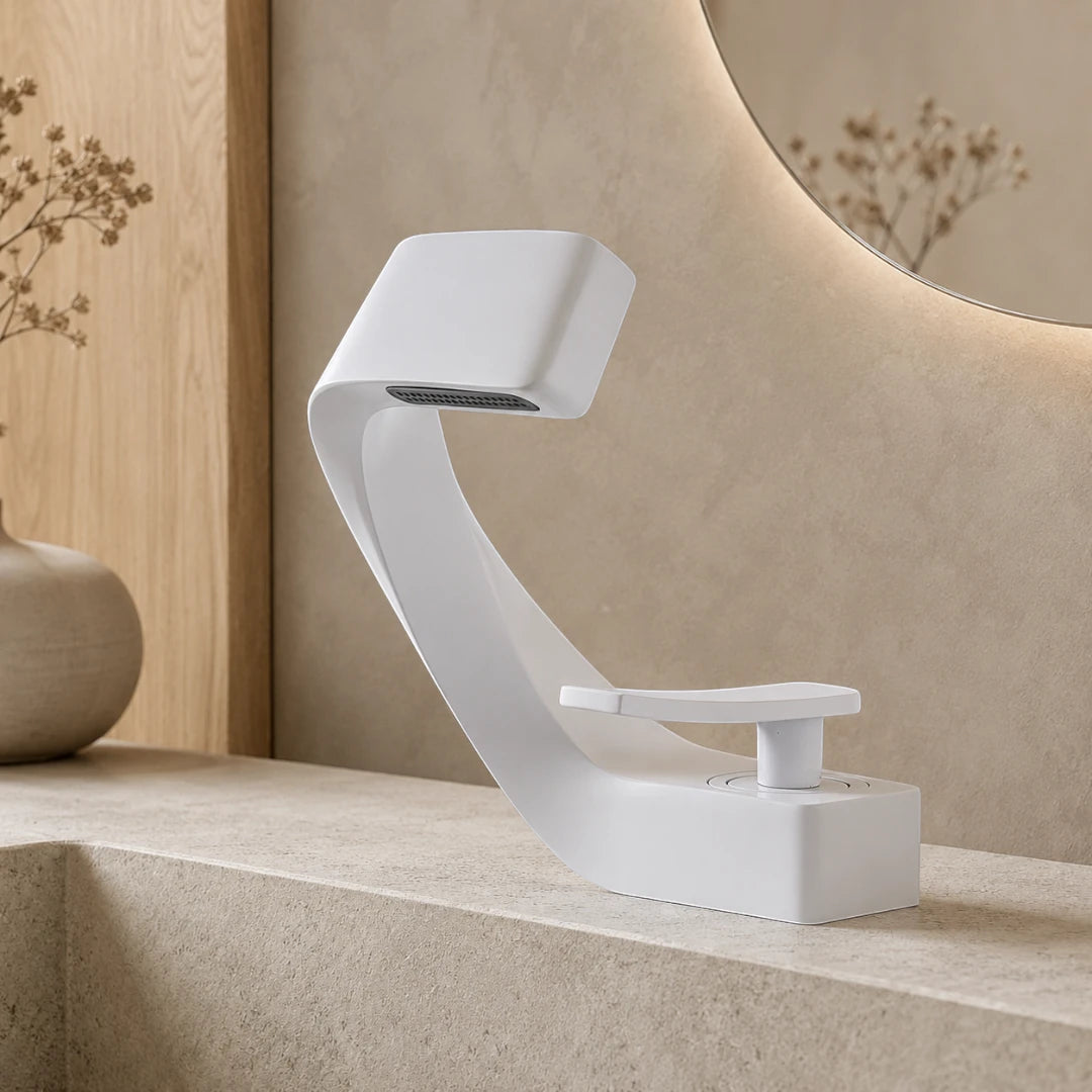 Robinet design incurvé cascade - Blanc - Laiton