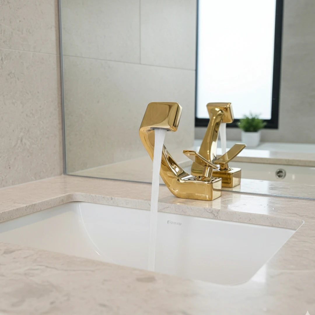 Robinet design incurvé cascade - Doré - Laiton
