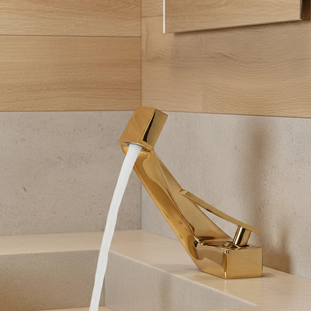 Robinet design incurvé cascade - Doré - Laiton