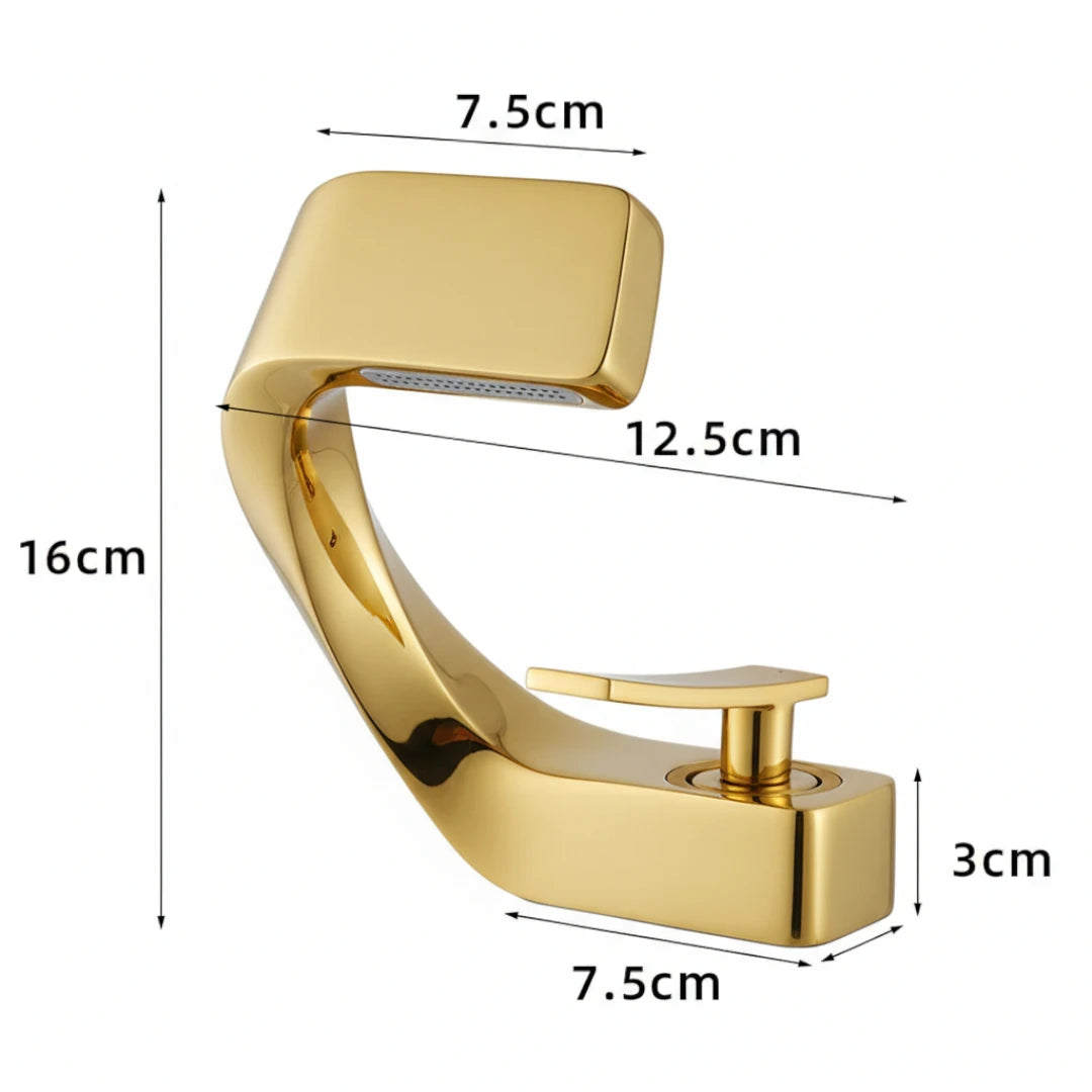 Robinet design incurvé cascade - Doré - Laiton