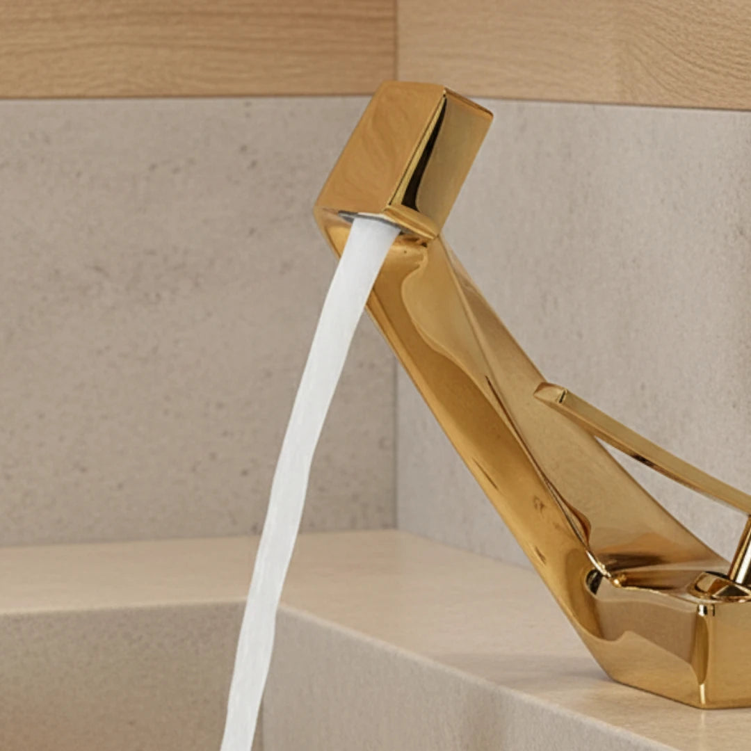 Robinet design incurvé cascade - Doré - Laiton