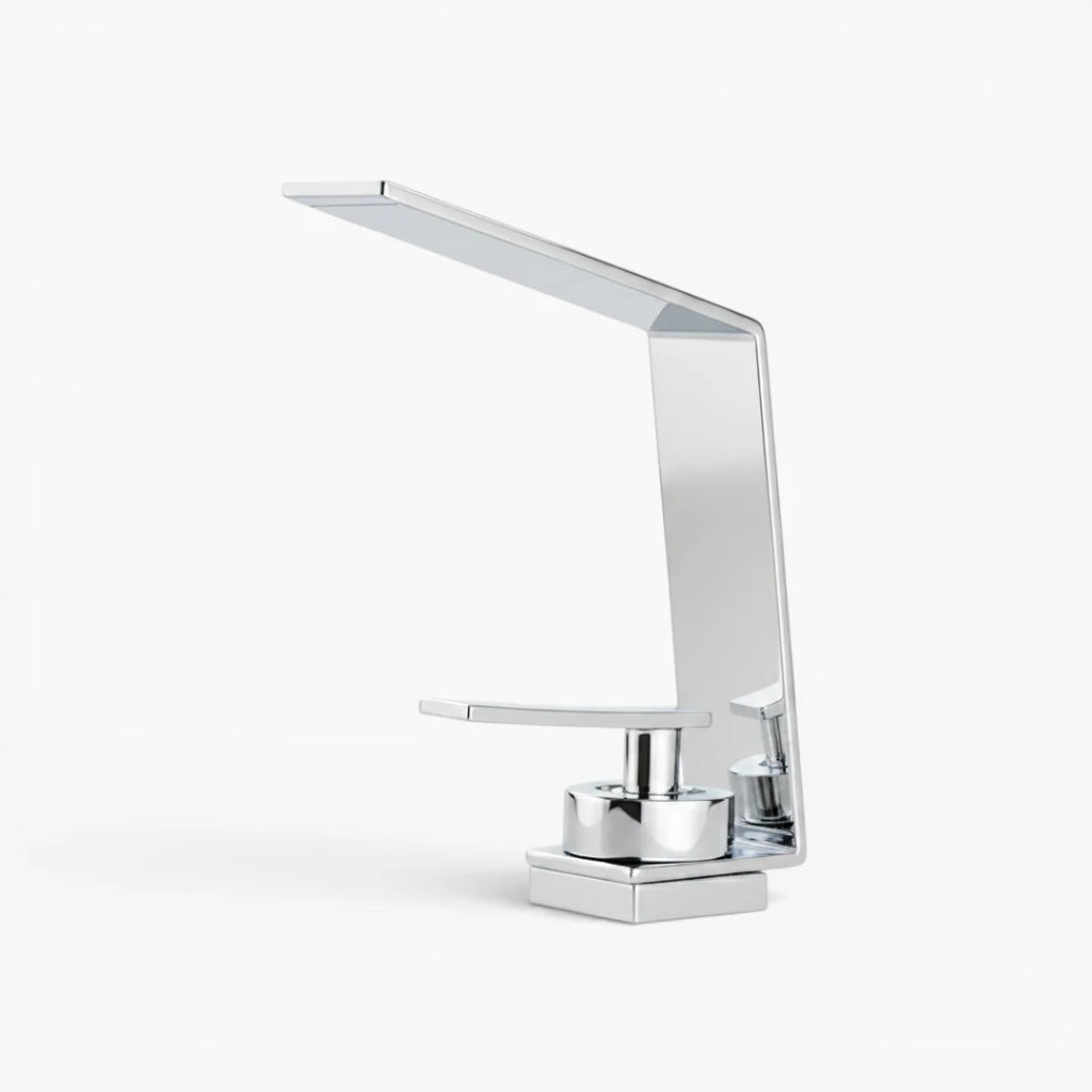 Robinet design lavabo salle de bain cascade - Argenté - Laiton