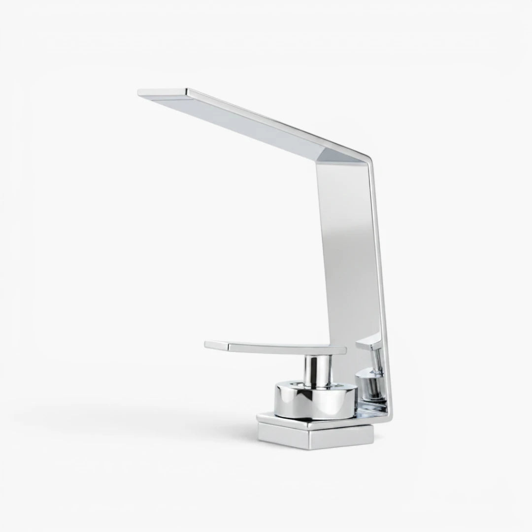 Robinet design lavabo salle de bain cascade - Argenté - Laiton