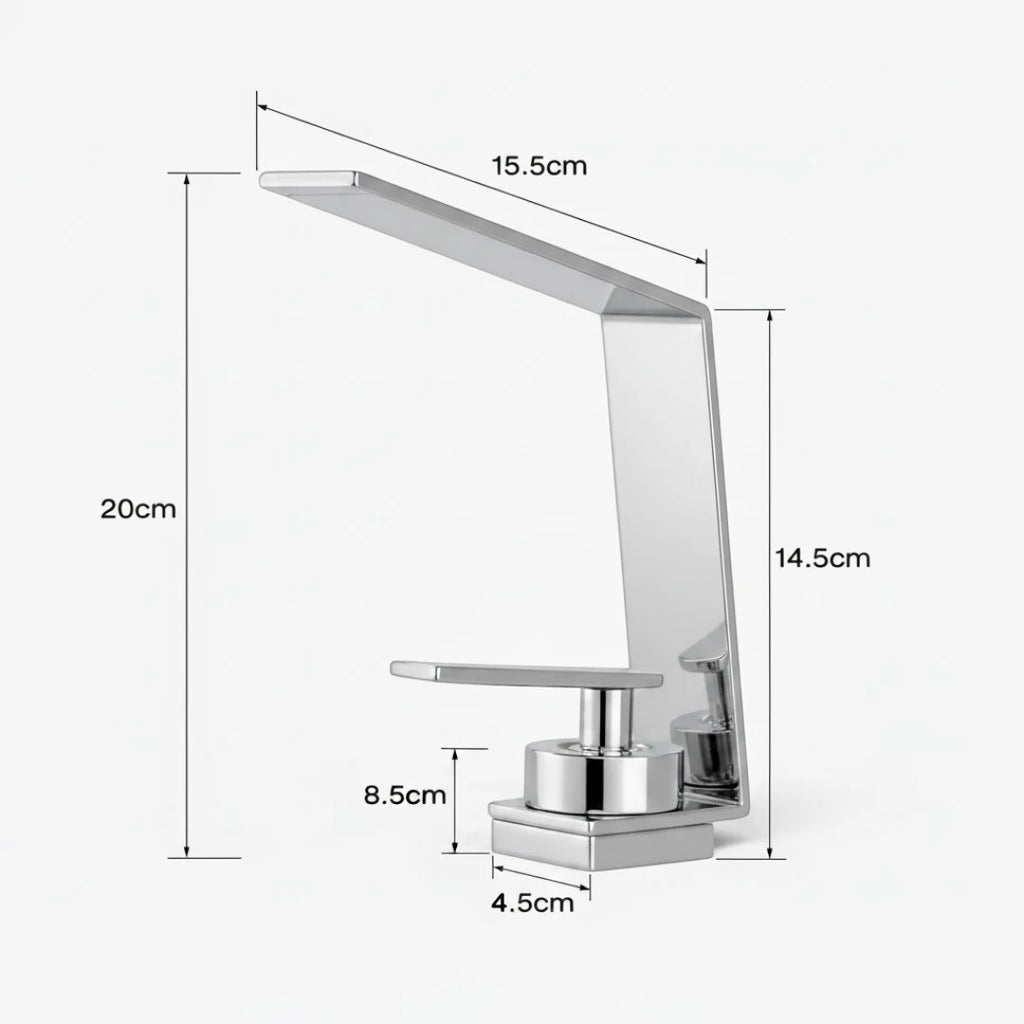 Robinet design lavabo salle de bain cascade - Argenté - Laiton
