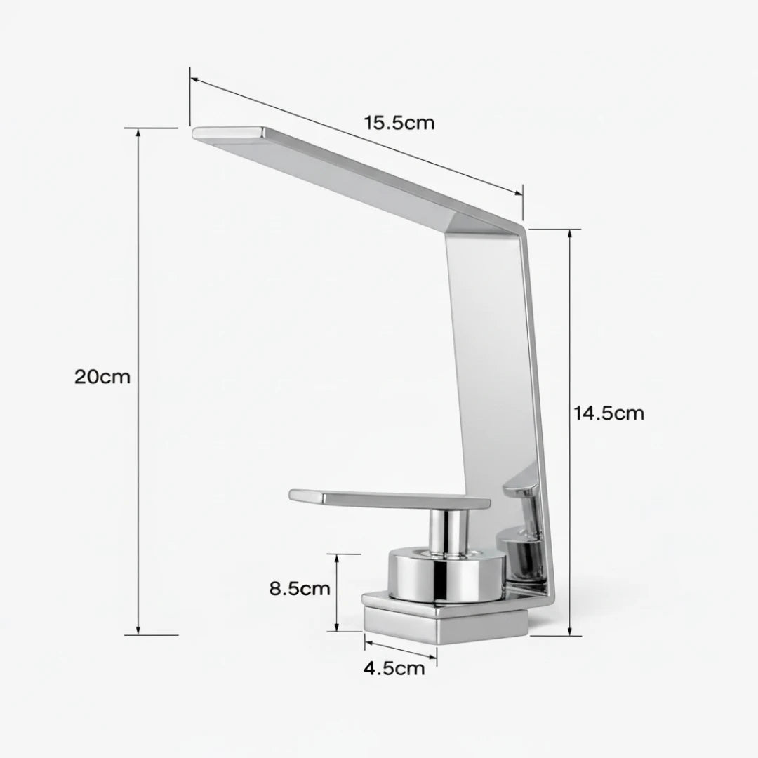 Robinet design lavabo salle de bain cascade - Argenté - Laiton