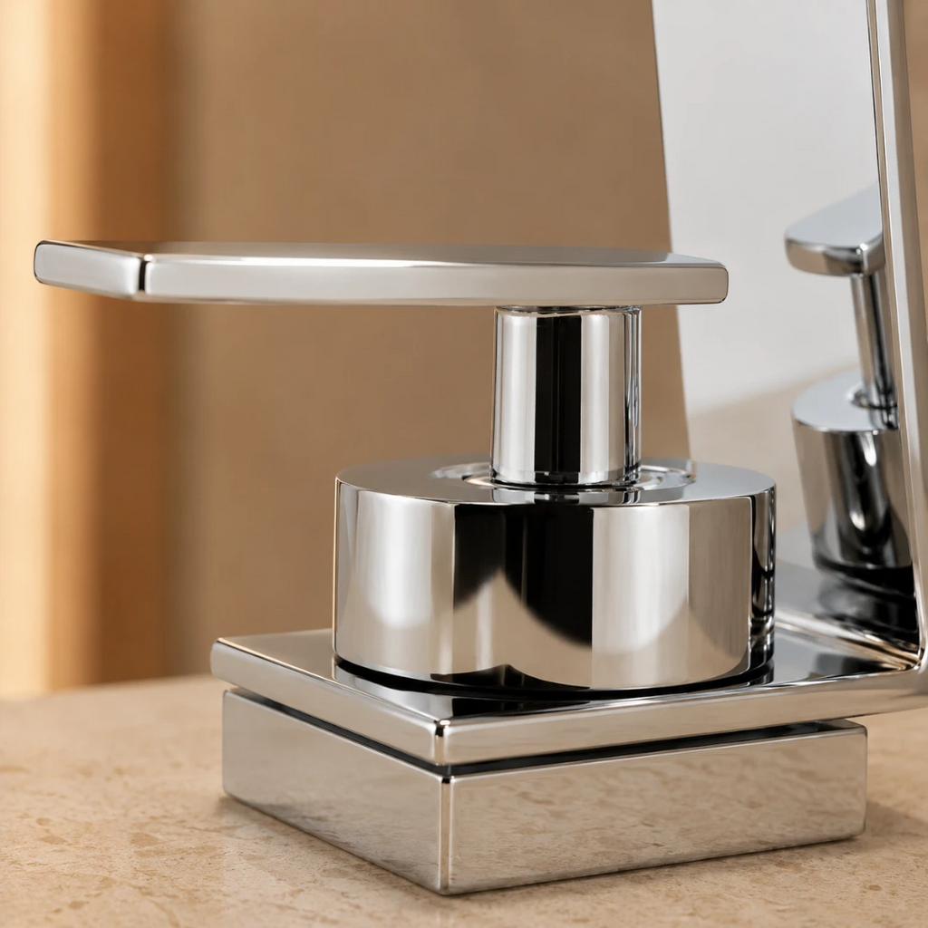 Robinet design lavabo salle de bain cascade - Argenté - Laiton