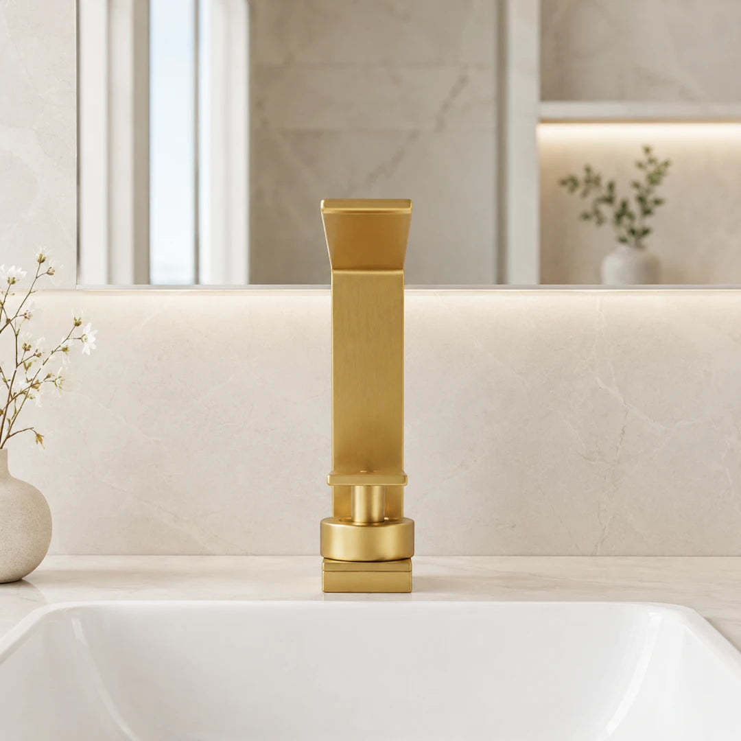 Robinet design lavabo salle de bain cascade - Doré - Laiton