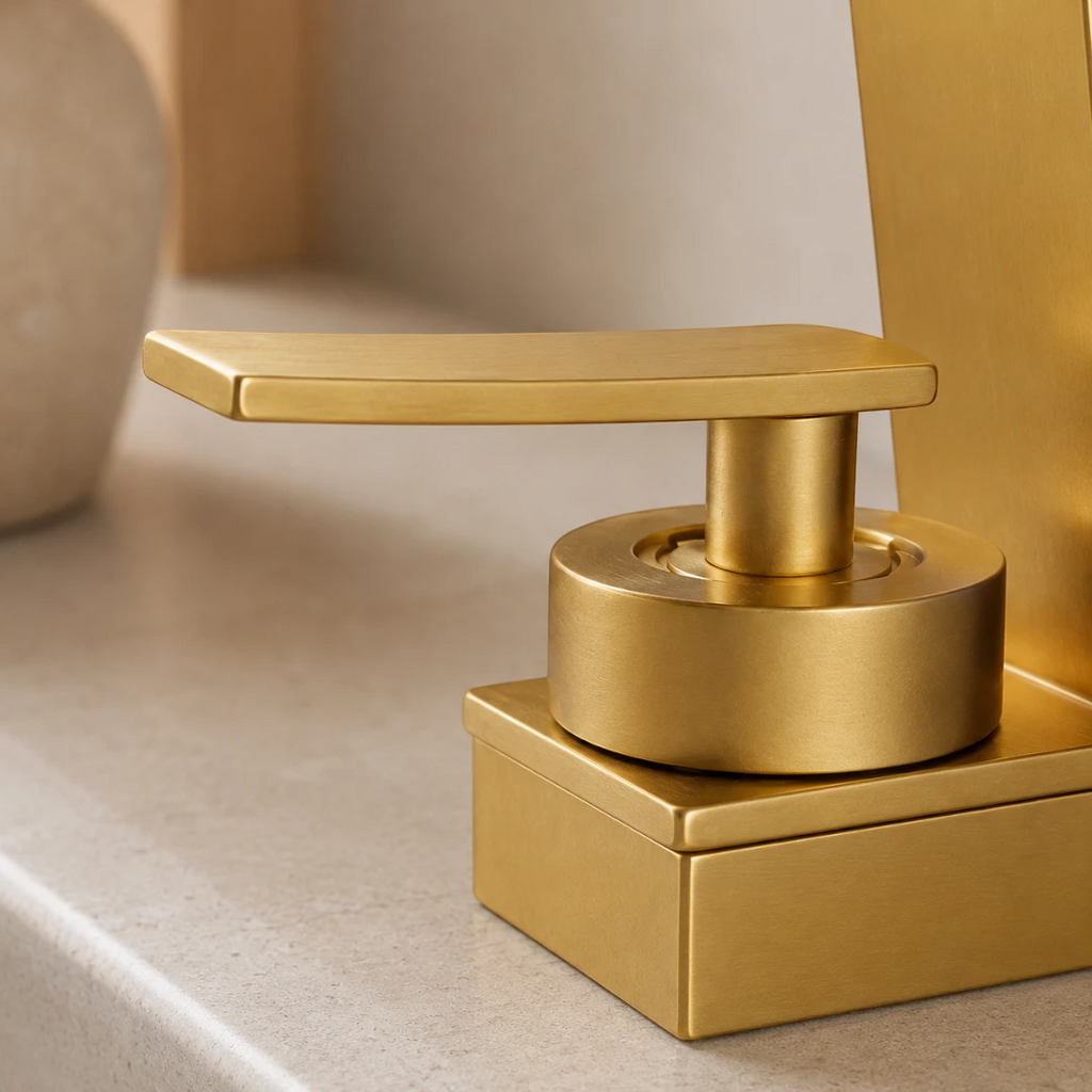 Robinet design lavabo salle de bain cascade - Doré - Laiton