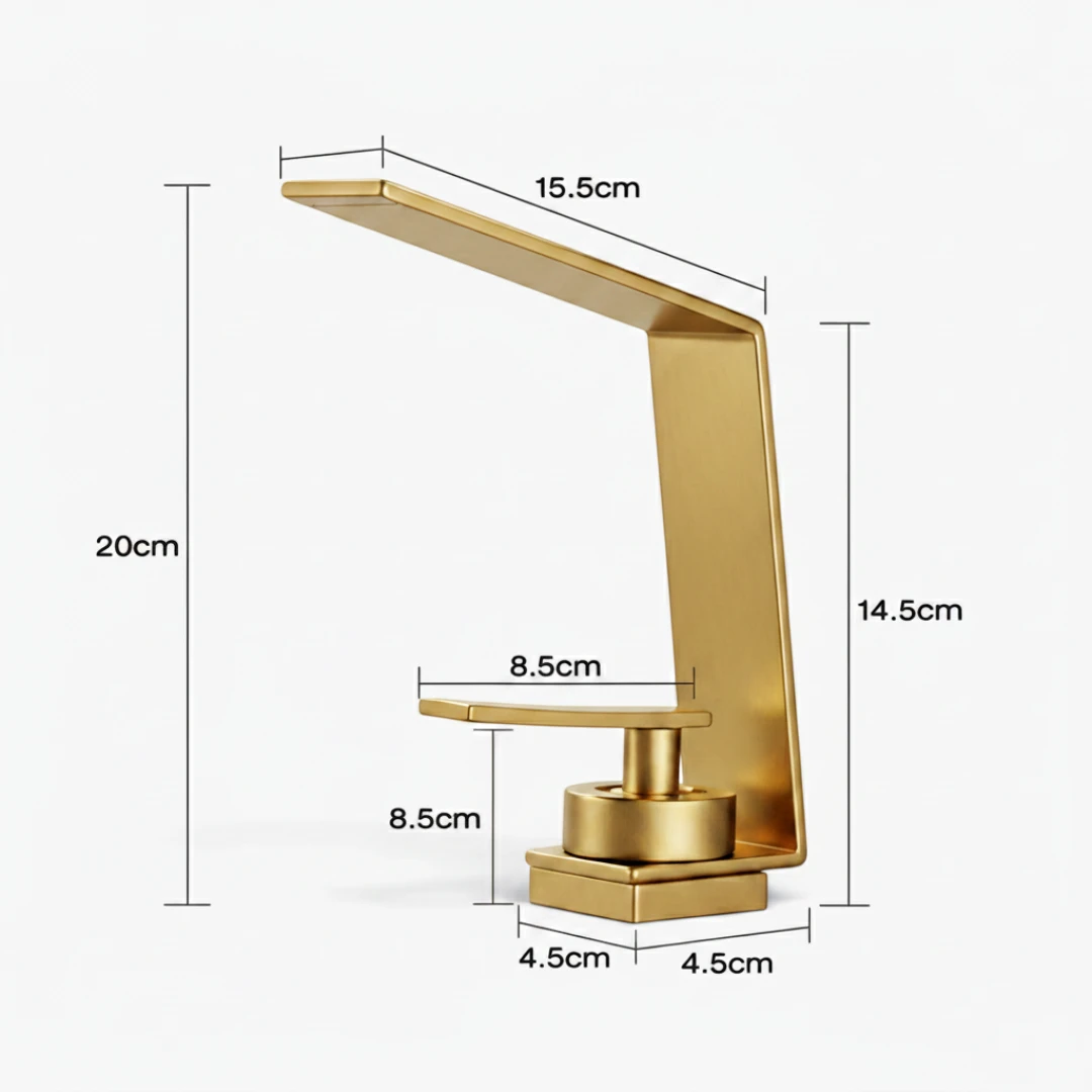 Robinet design lavabo salle de bain cascade - Doré - Laiton