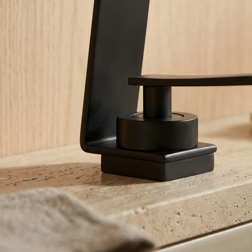 Robinet design lavabo salle de bain cascade - Noir - Laiton