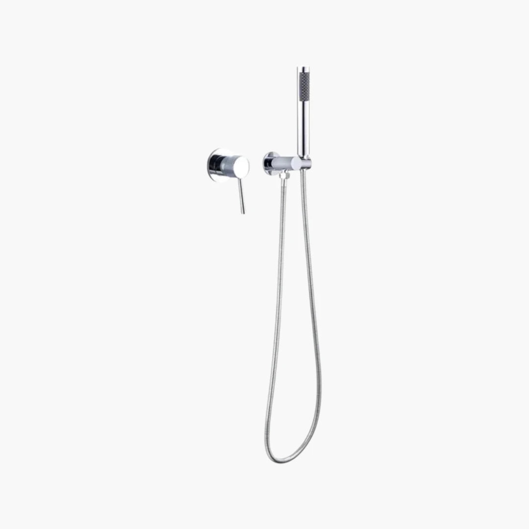 Robinet douche salle de bain douchette mitigeur rond - Argenté - Laiton