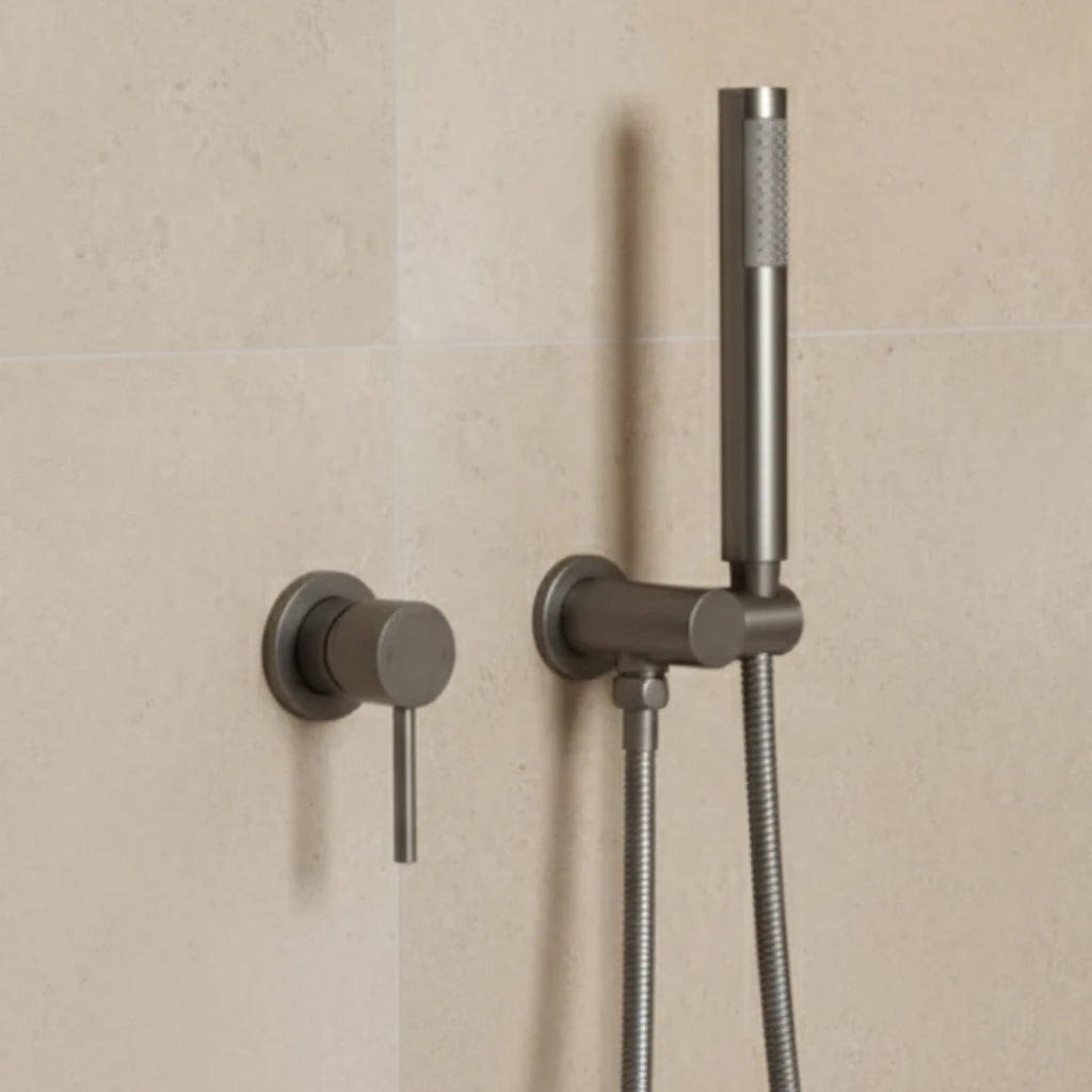 Robinet douche salle de bain douchette mitigeur rond - Argenté - Laiton
