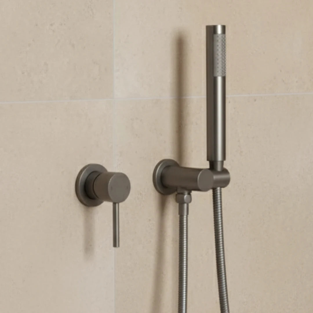 Robinet douche salle de bain douchette mitigeur rond - Argenté - Laiton