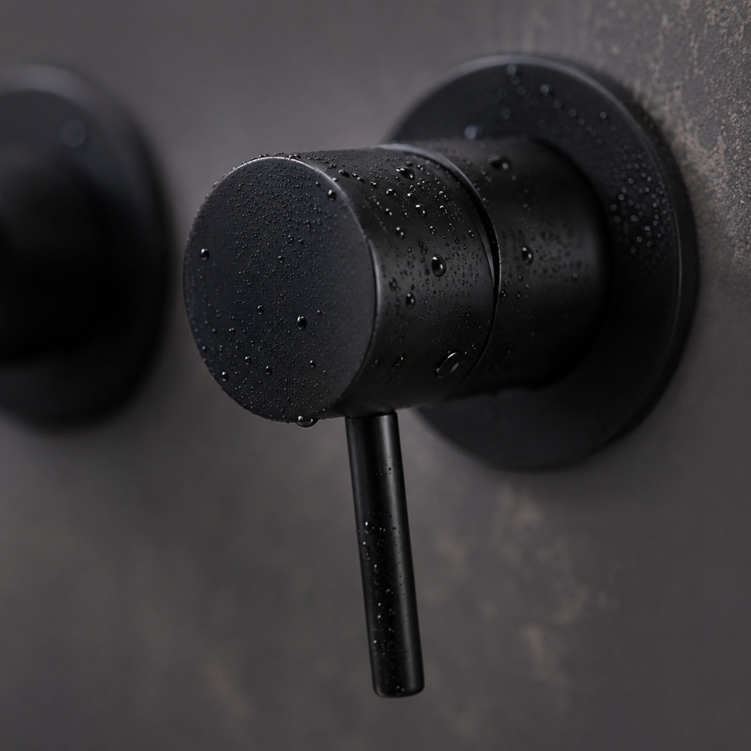 Robinet baignoire salle de bain minimaliste mural encastrable douchette - Noir - Laiton