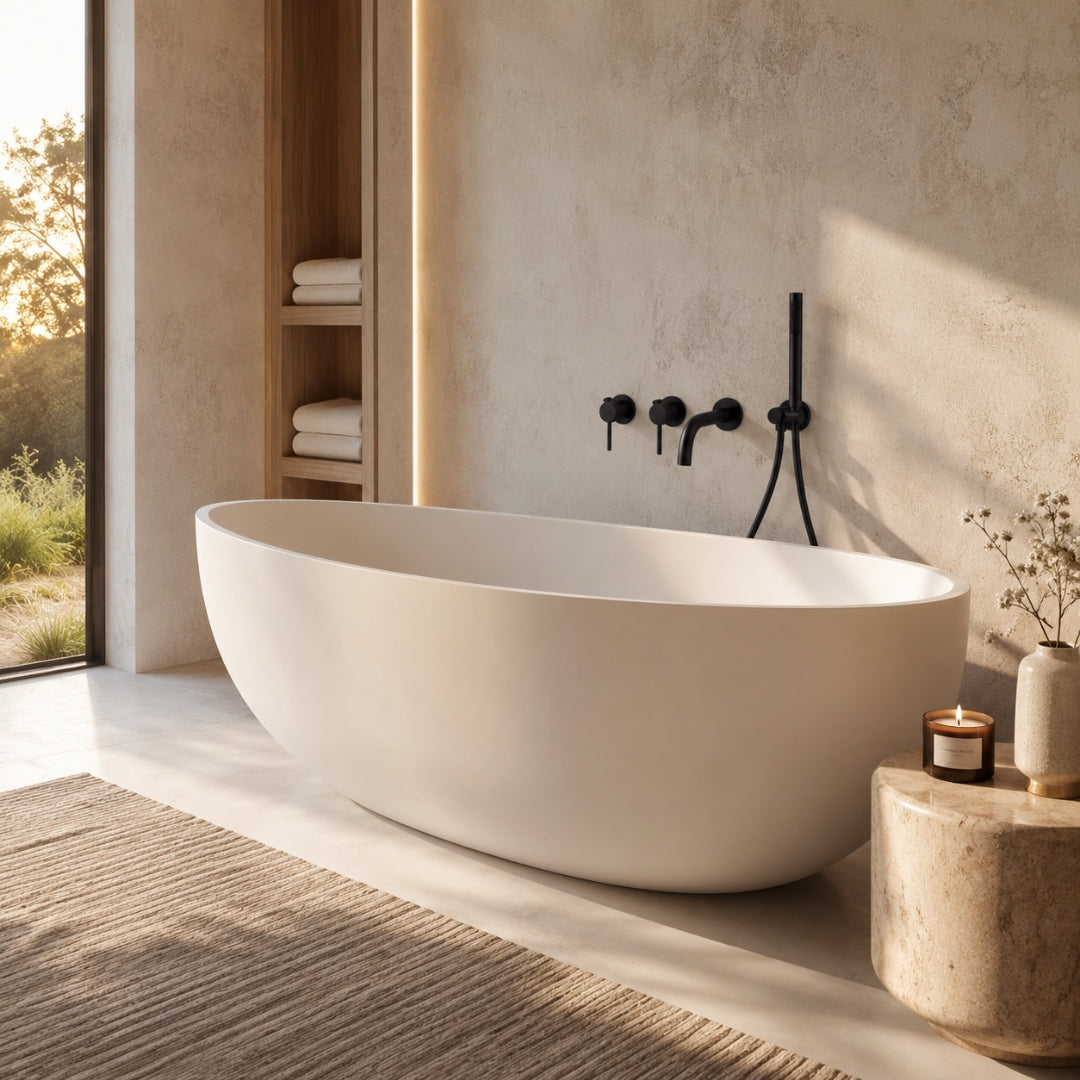 Robinet baignoire salle de bain minimaliste mural encastrable douchette - Noir - Laiton