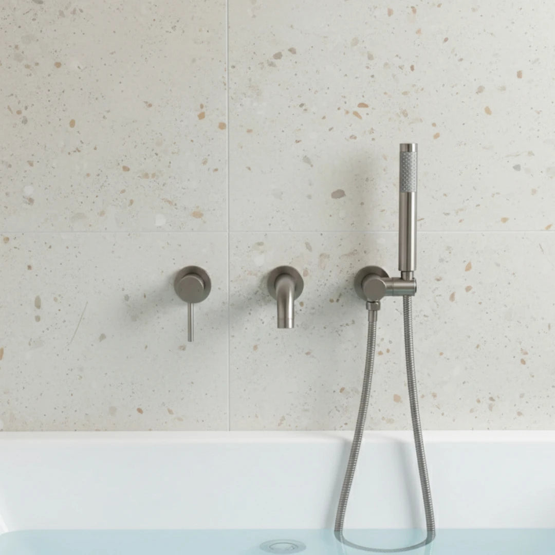 Robinet douche salle de bain douchette mitigeur rond - Argenté - Laiton