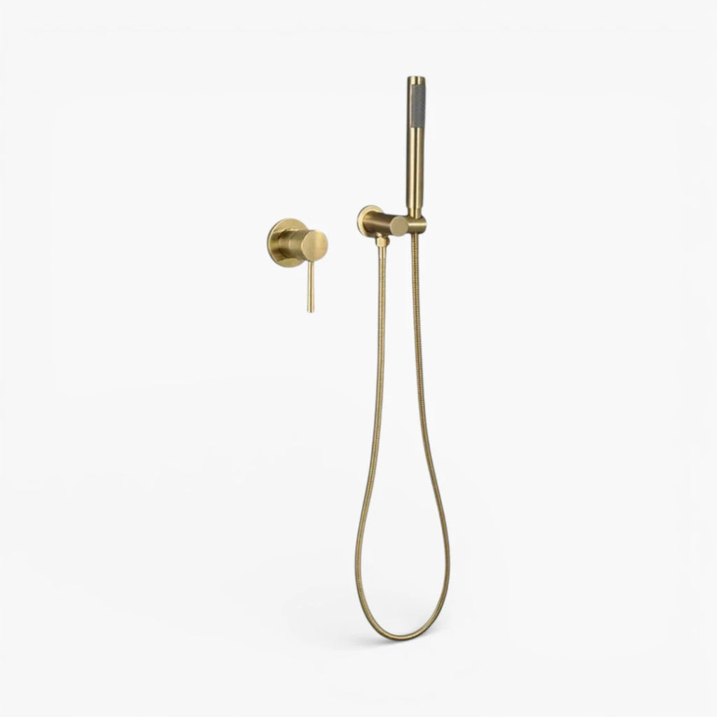 Robinet douche salle de bain douchette mitigeur rond - Doré - Laiton