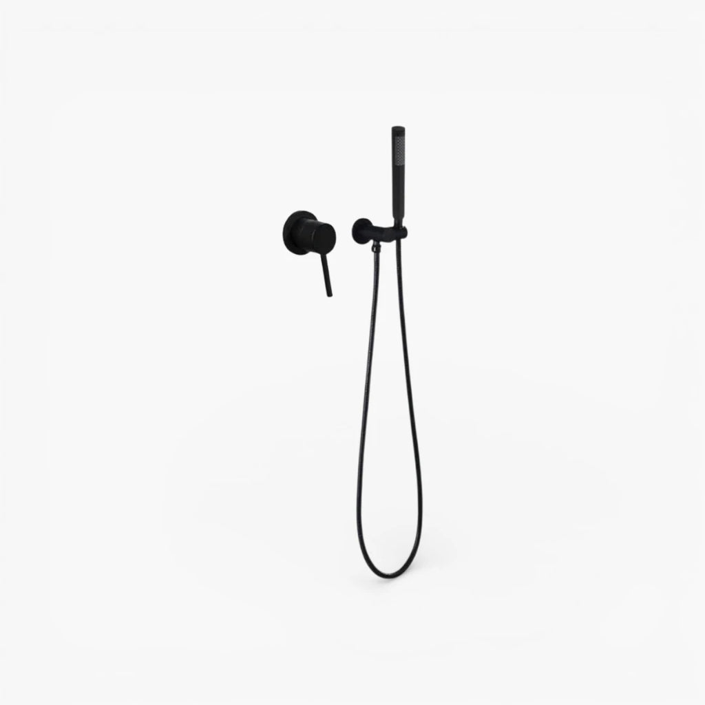 Robinet douche salle de bain douchette mitigeur rond - Noir - Laiton