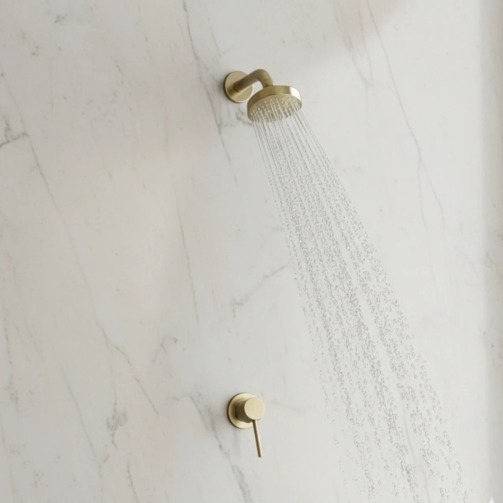 Robinet douche salle de bain mural encastrable minimaliste - Doré - Laiton