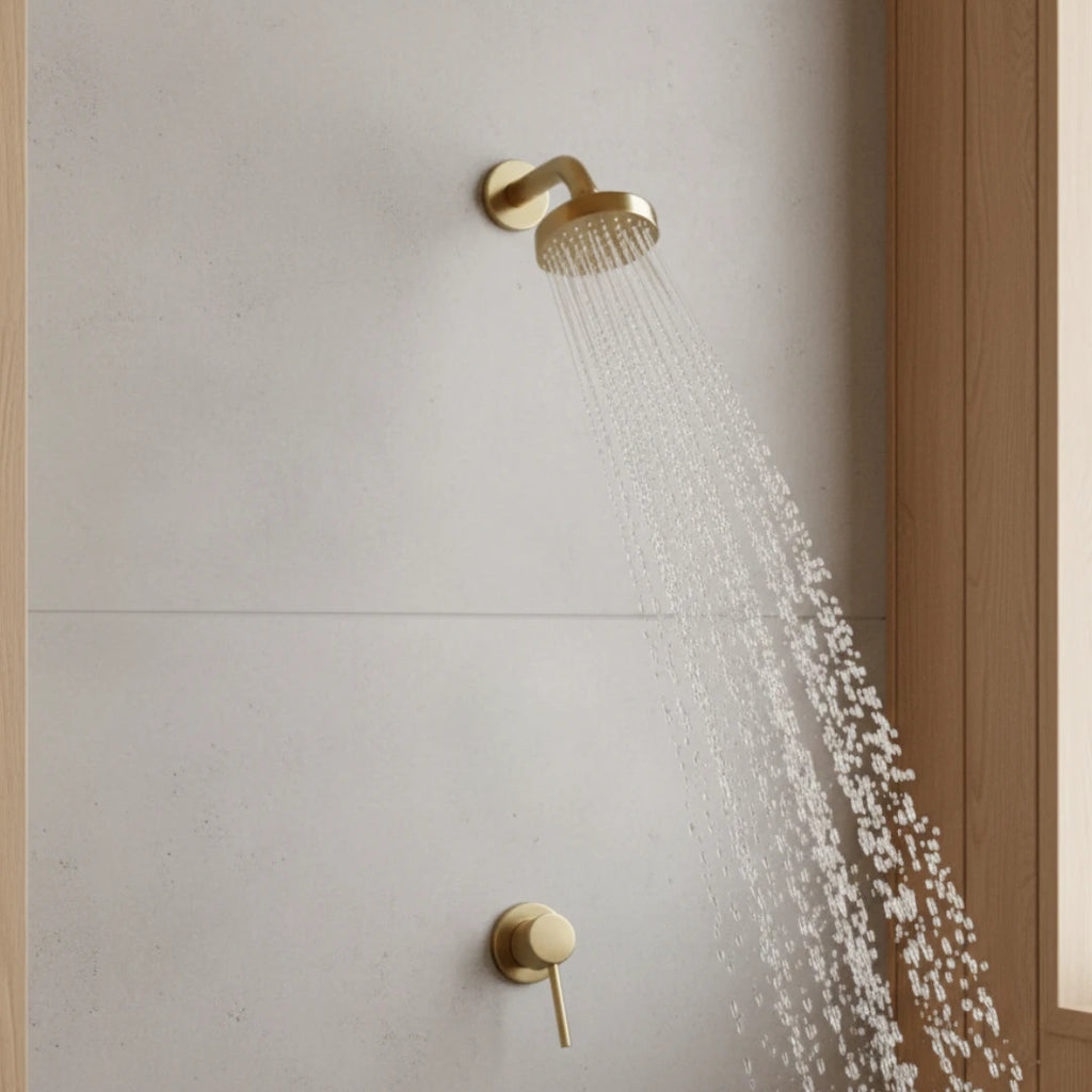 Robinet douche salle de bain mural encastrable minimaliste - Doré - Laiton