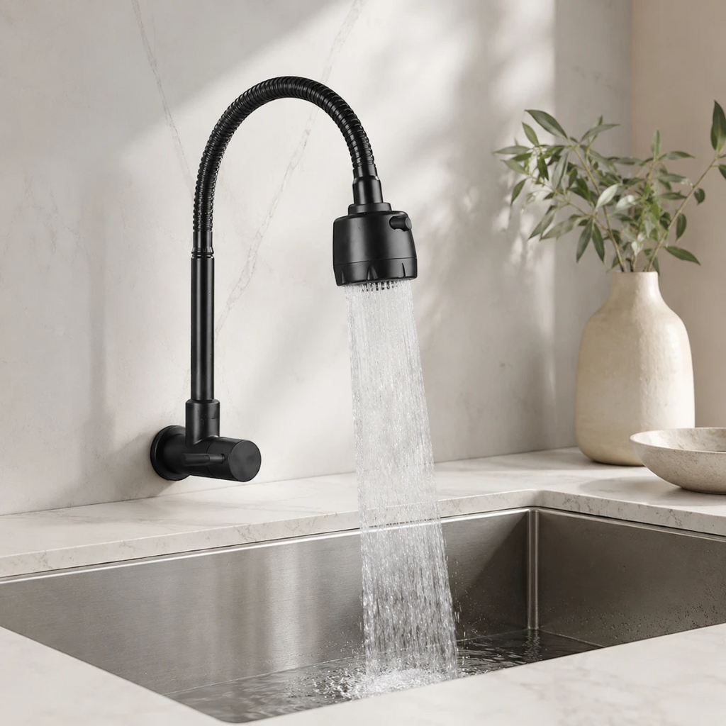 Robinet douchette cuisine évier encastrable - Noir mat