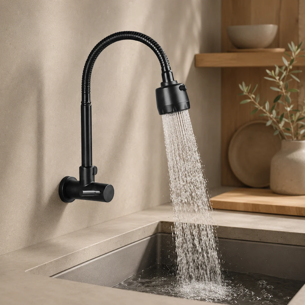 Robinet douchette cuisine évier encastrable - Noir mat