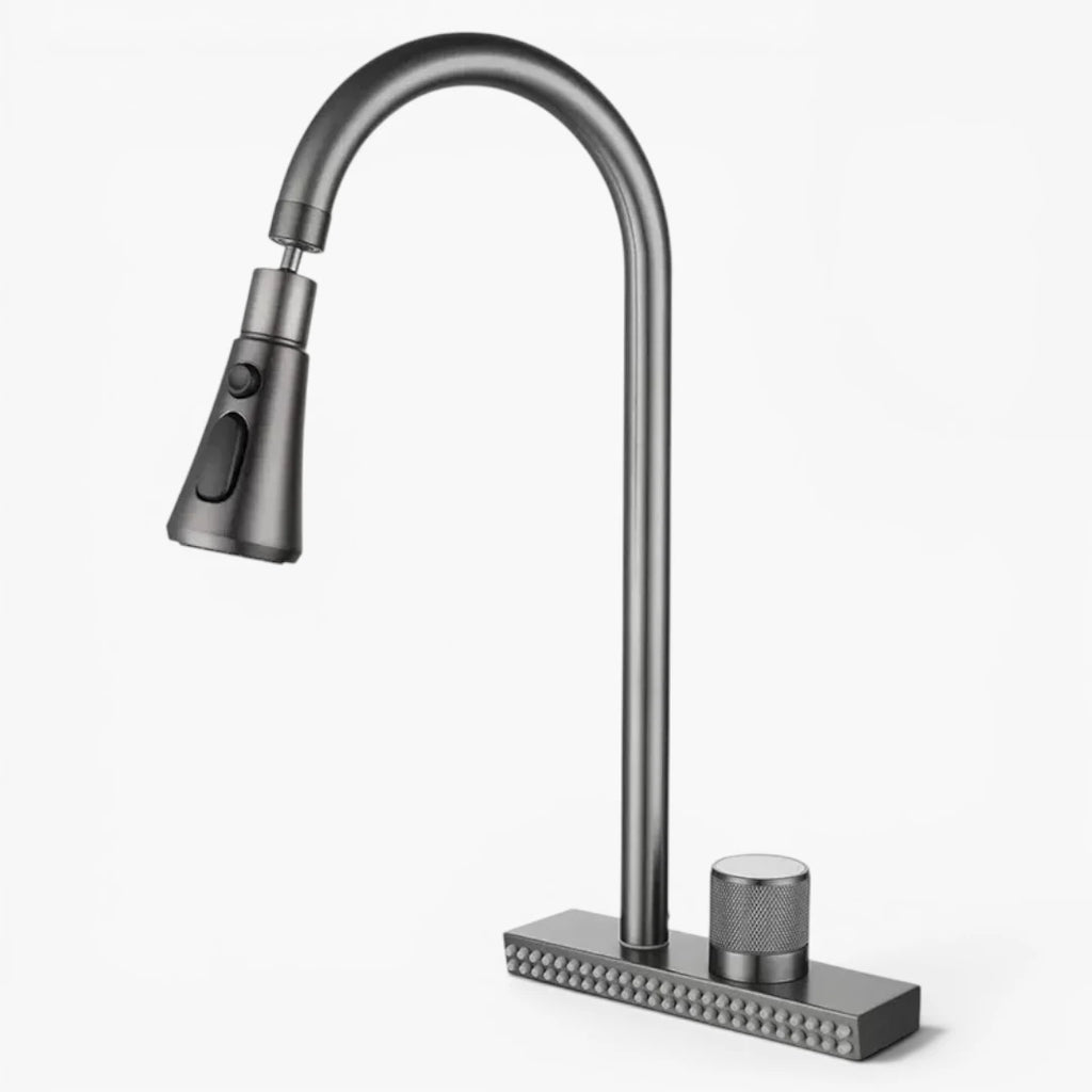 Robinet évier cuisine cascade douchette multijet - Argenté