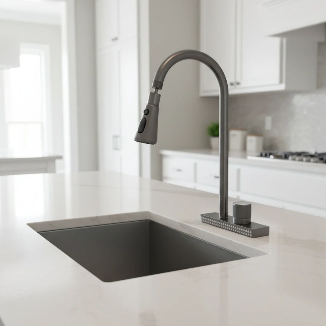 Robinet évier cuisine cascade douchette multijet - Argenté