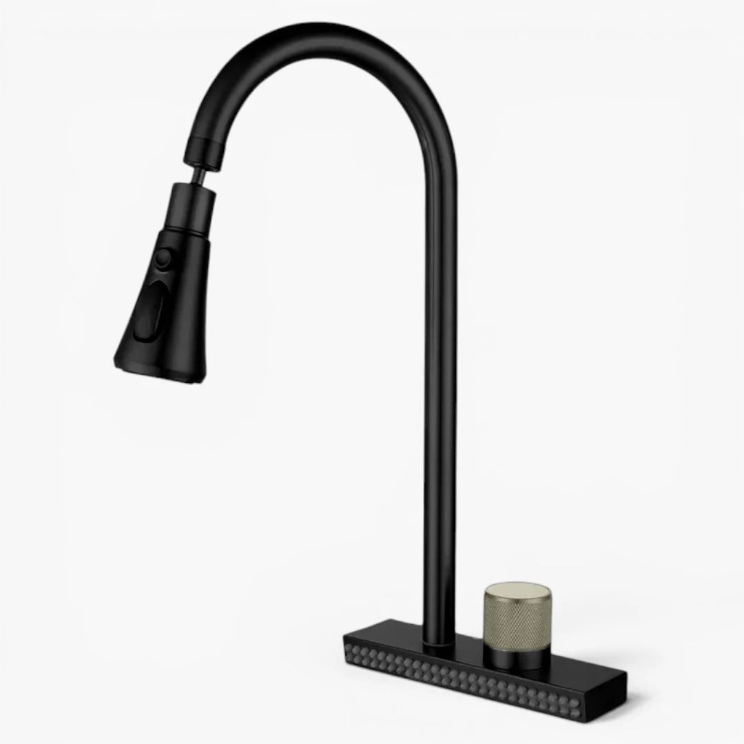Robinet évier cuisine cascade douchette multijet - Noir
