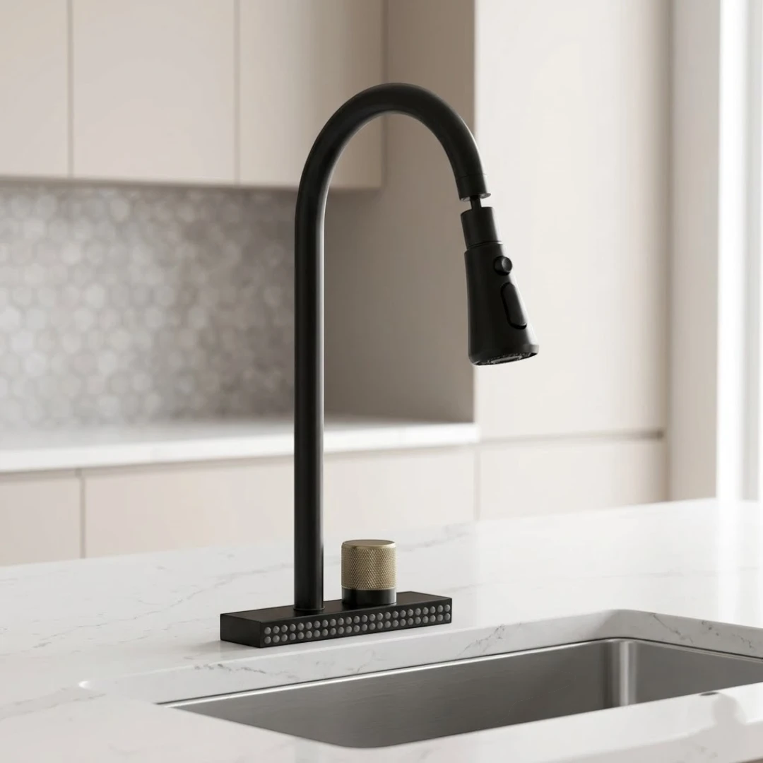 Robinet évier cuisine cascade douchette multijet - Noir