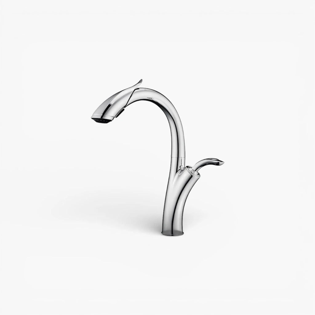 Robinet évier cuisine design flexible douchette - Argenté - Laiton
