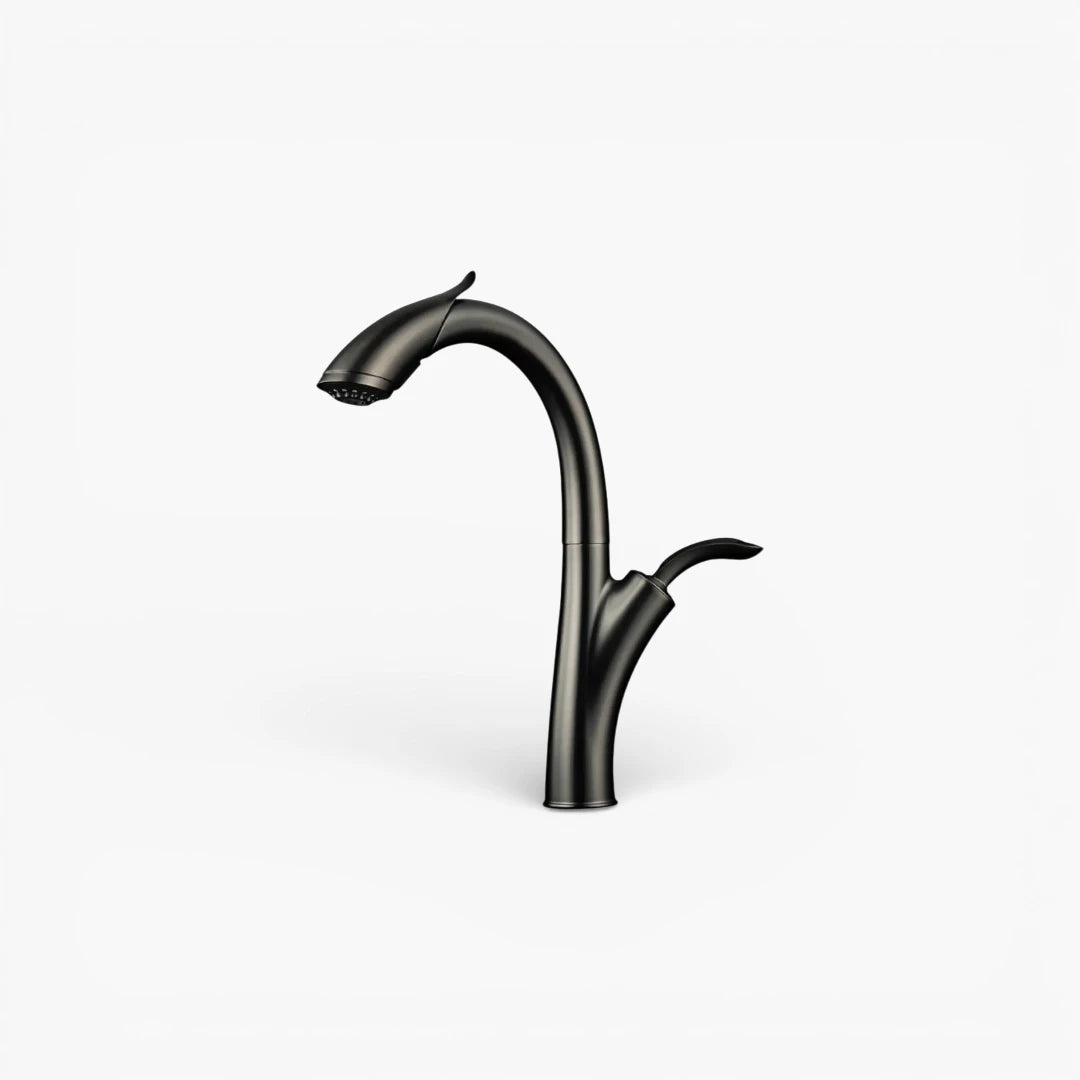 Robinet évier cuisine design flexible douchette - Argenté - Laiton