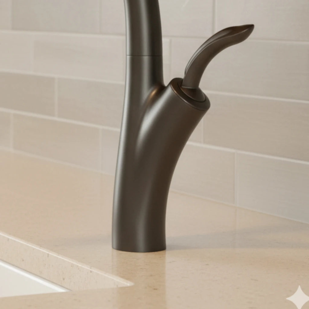 Robinet évier cuisine design flexible douchette - Noir - Laiton