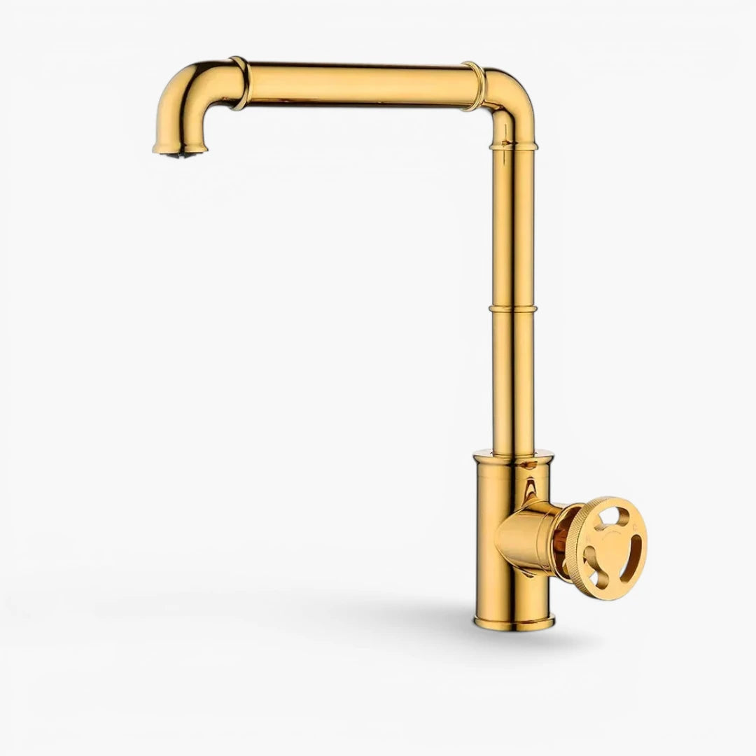 Robinet évier cuisine design industriel mitigeur - Doré - Laiton