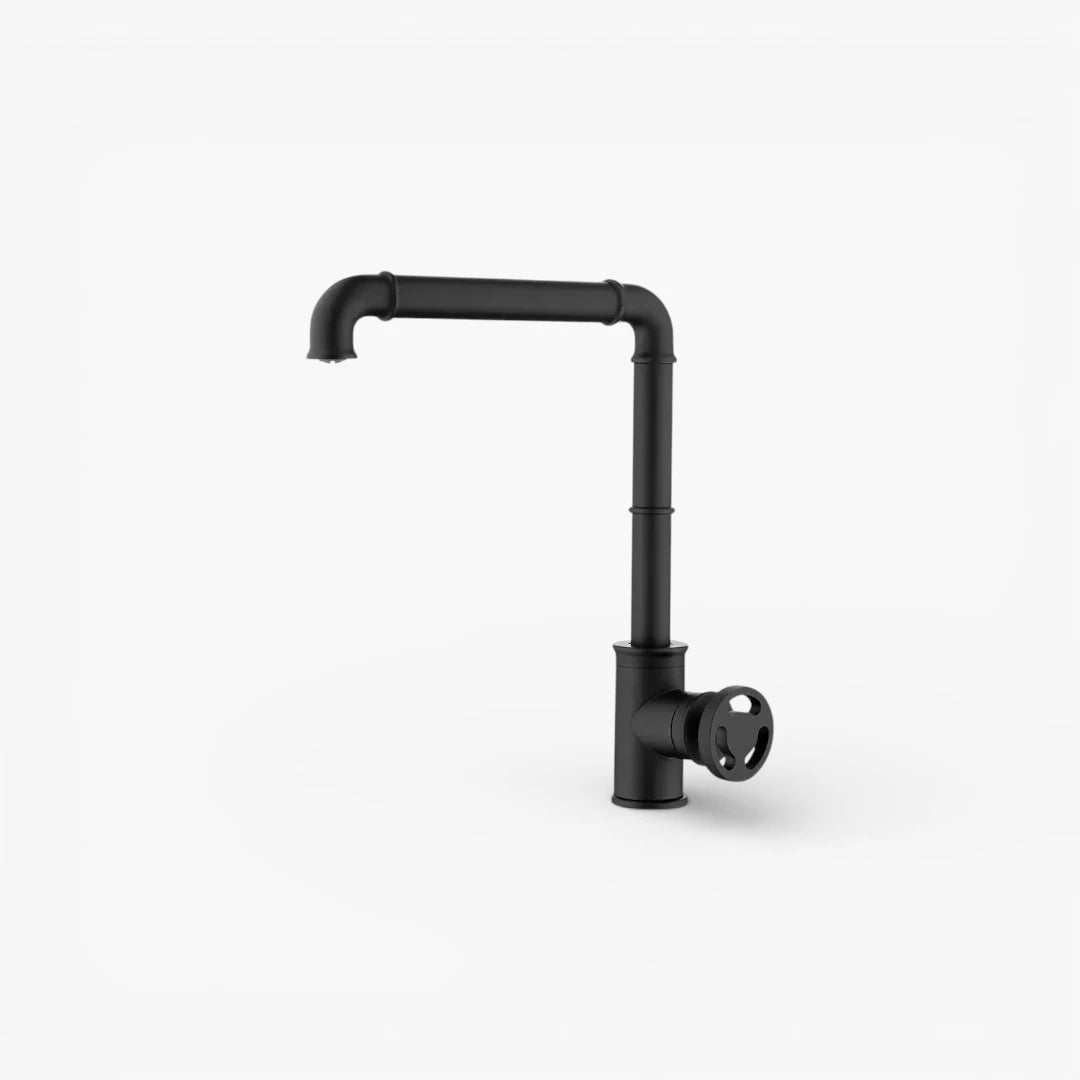 Robinet évier cuisine design industriel mitigeur - Noir - Laiton