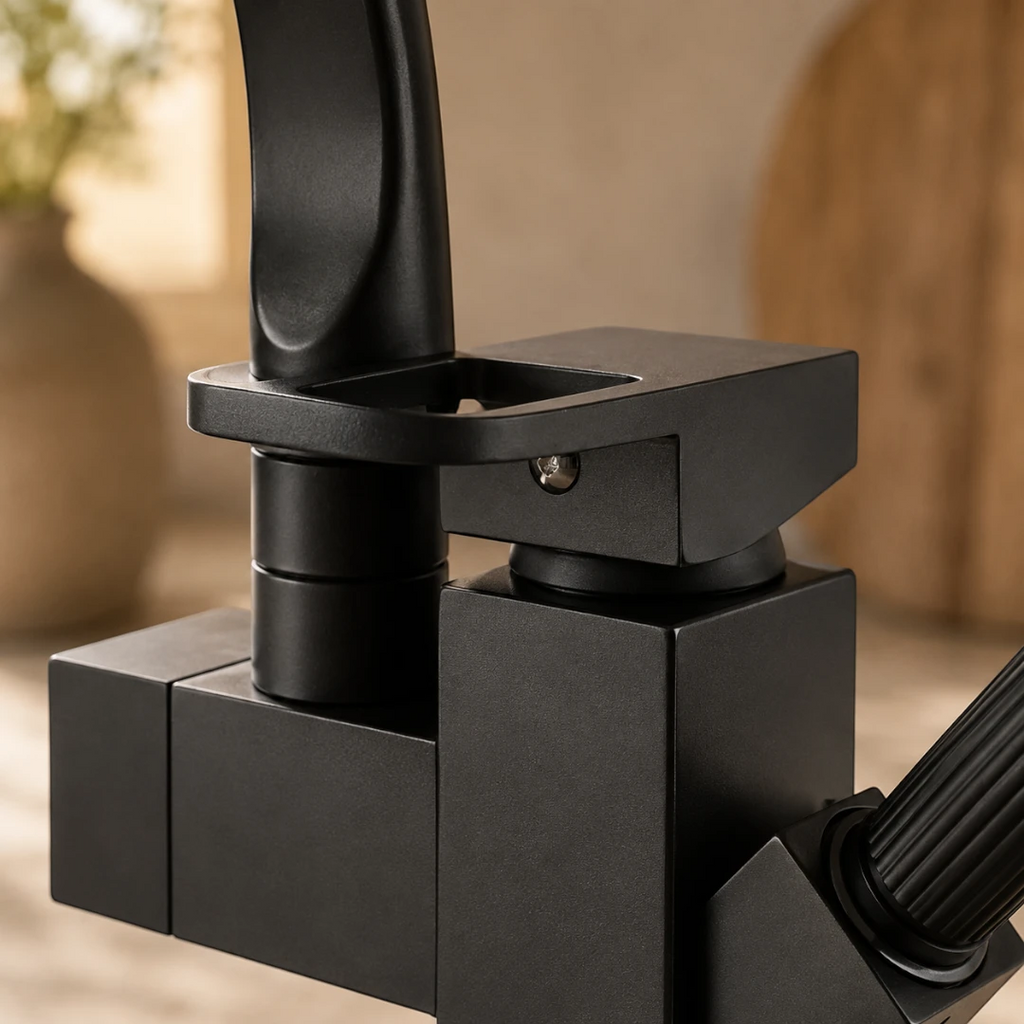 Robinet évier cuisine design mitigeur flexible douchette pistolet - Noir - Laiton